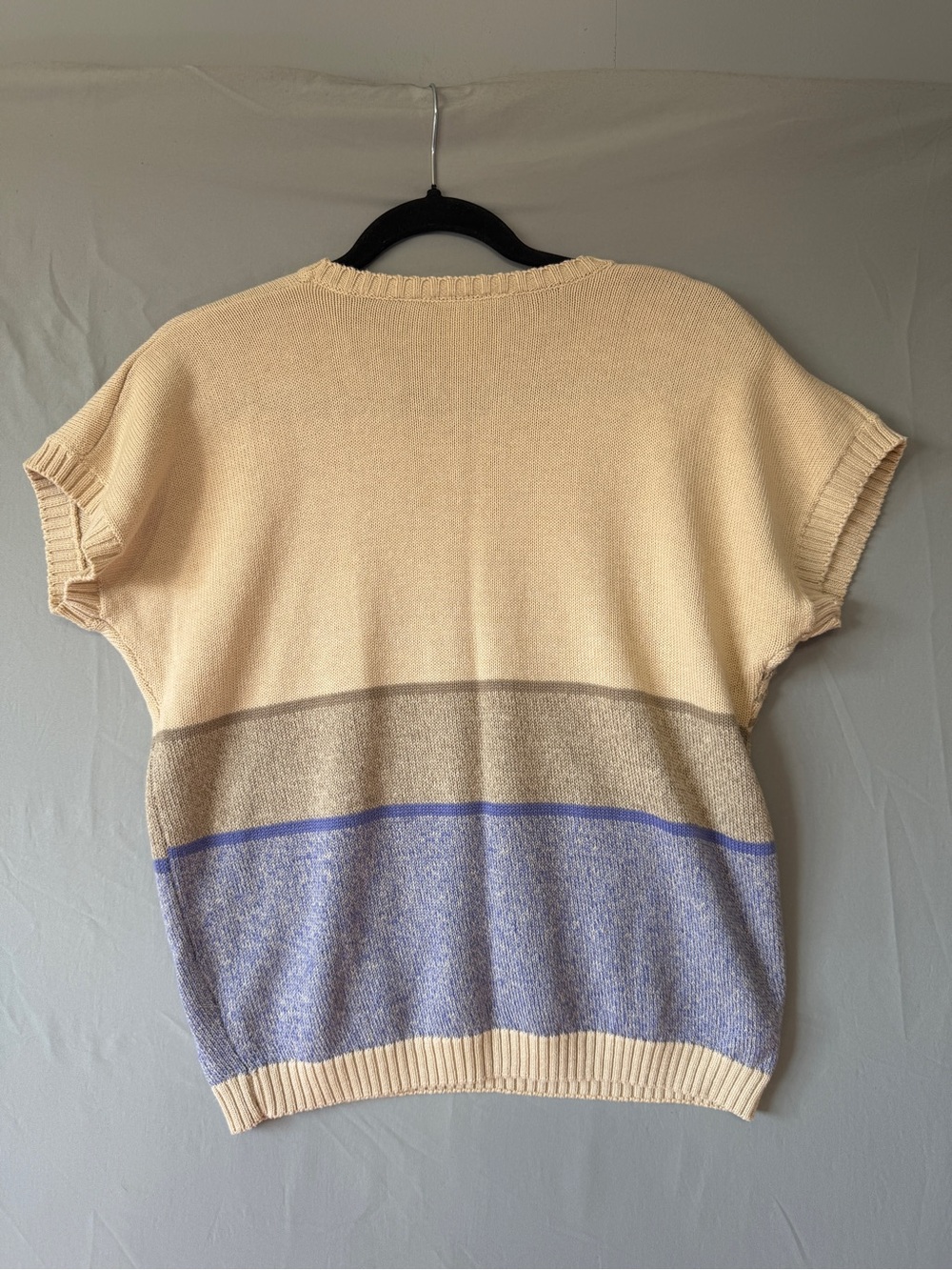 Vintage Garey Petites Womens Sweater M Cream Grandmacore Embroidery Short Sleeve - Picture 5 of 6